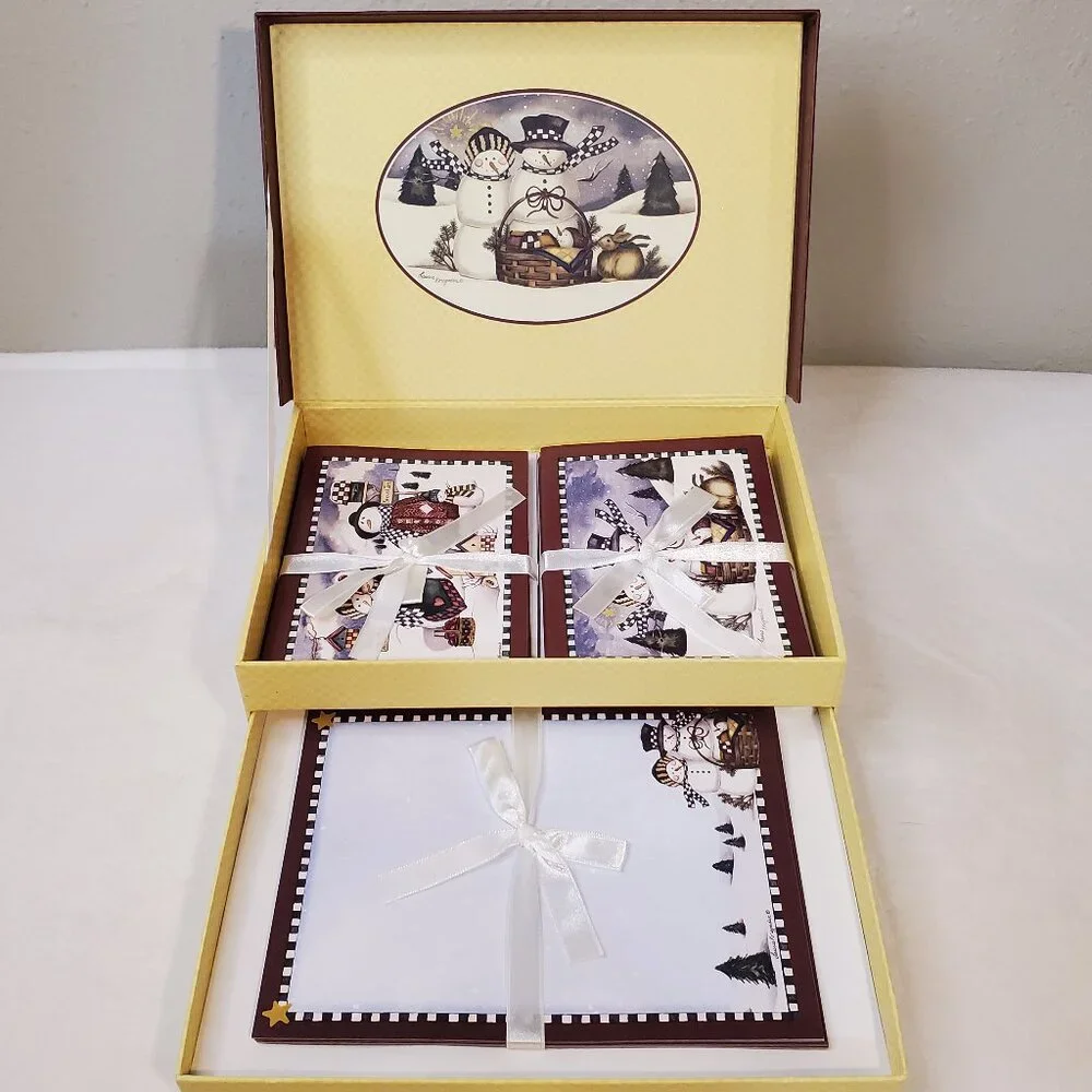 NWT New Seasons Snowman Cards & Stationery Box Set By Laurie Korsgaden